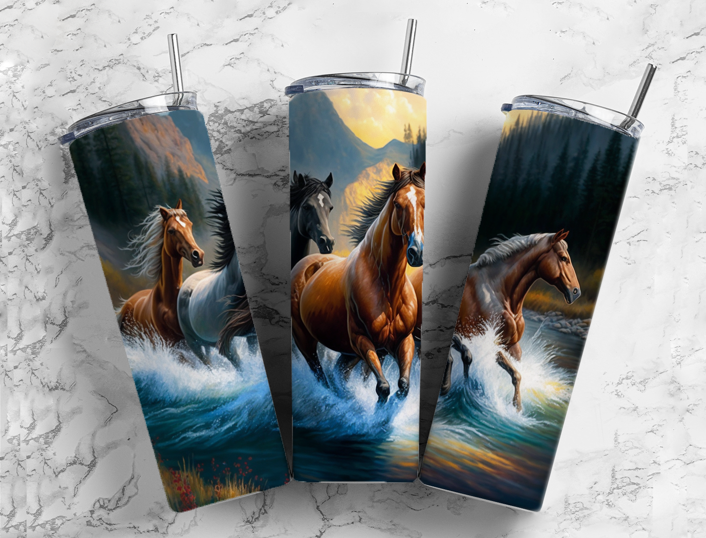 Alcohol Ink Horse 20 oz Tumbler