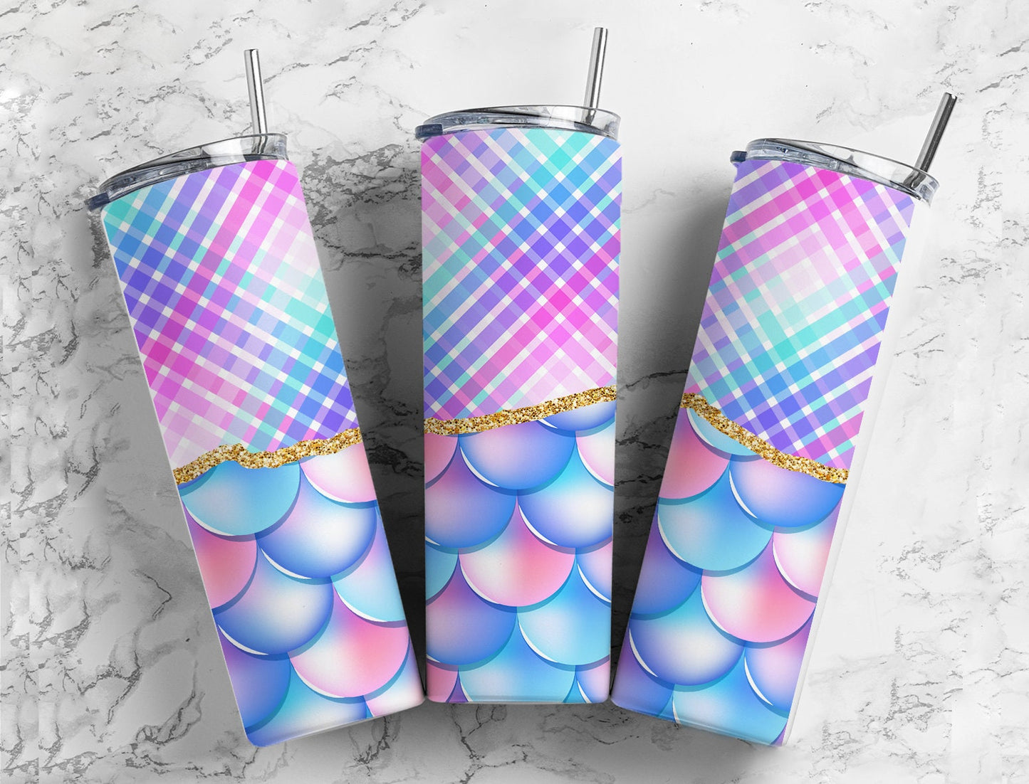 Pastel Scales Mermaid Fish 20 oz Tumbler