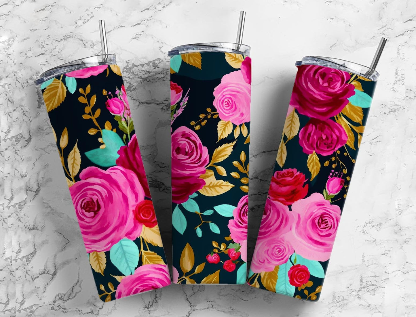 Pink Roses 20 oz Tumbler