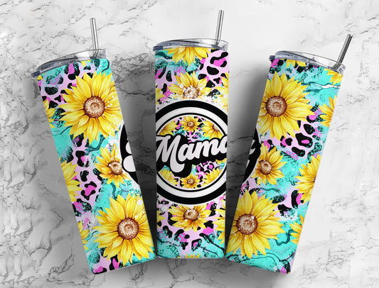 Mama Turquoise Pink Sunflower 20 oz Tumbler