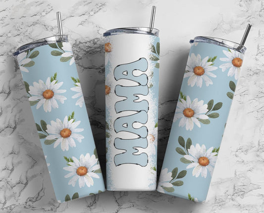 Blue Floral Retro Mama 20 oz Tumbler