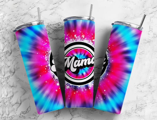 Tie Dye Mama Retro Pink Blue 20 oz Tumbler