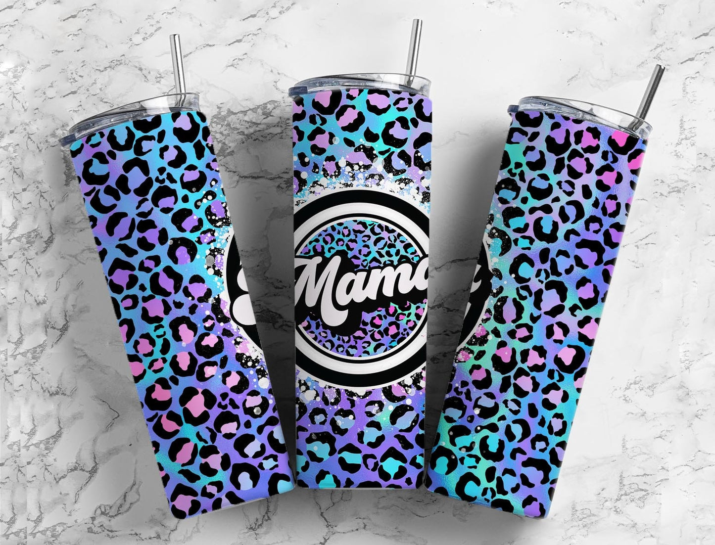 Leopard Print Purple Mama Retro 20 oz Tumbler