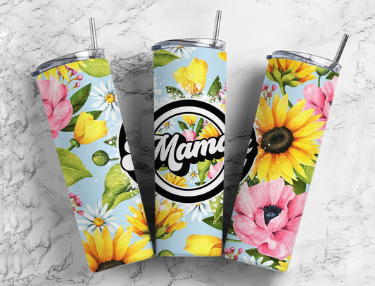 Mama Floral Sunflower Blue 20 oz Tumbler