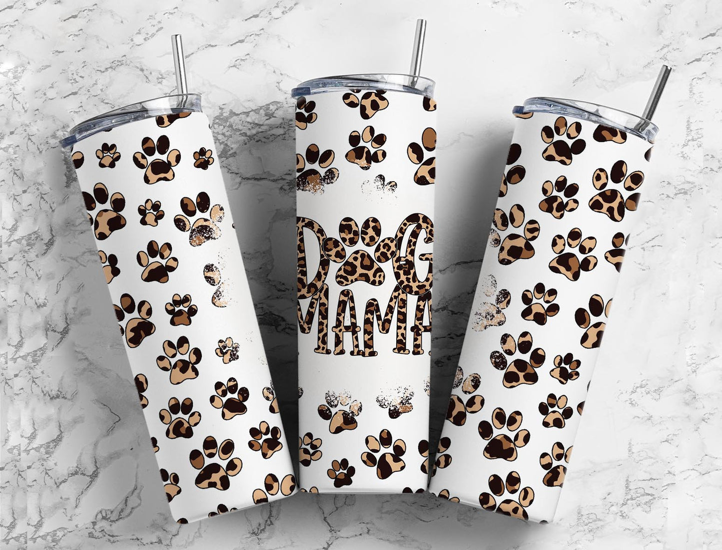 Classic Leopard Print Boho Dog Mama 20 oz Tumbler