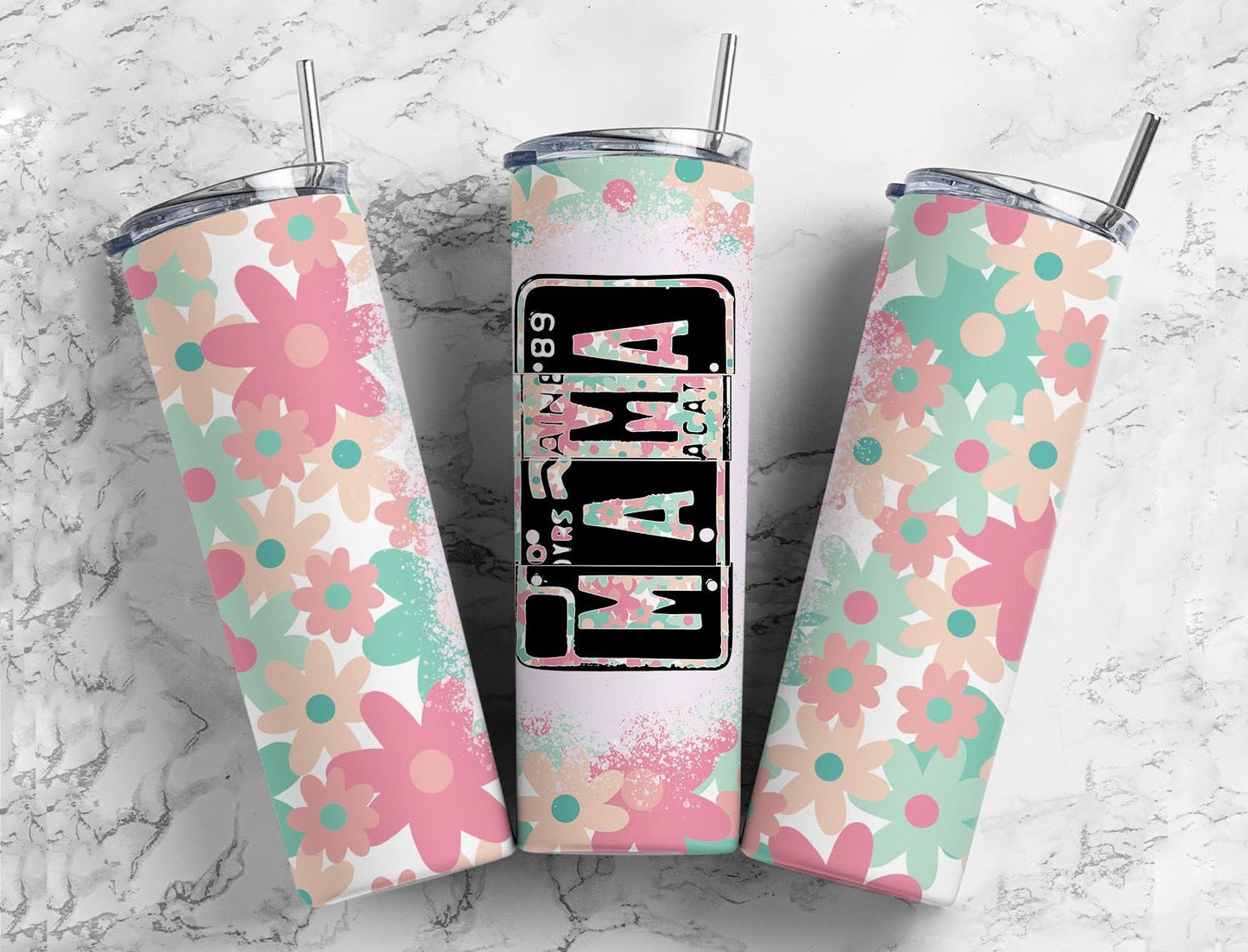 Retro Daisy Mama Number Plate 20 oz Tumbler