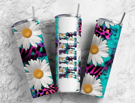 Flower Leopard Print Mama Blue Gem 20 oz Tumbler