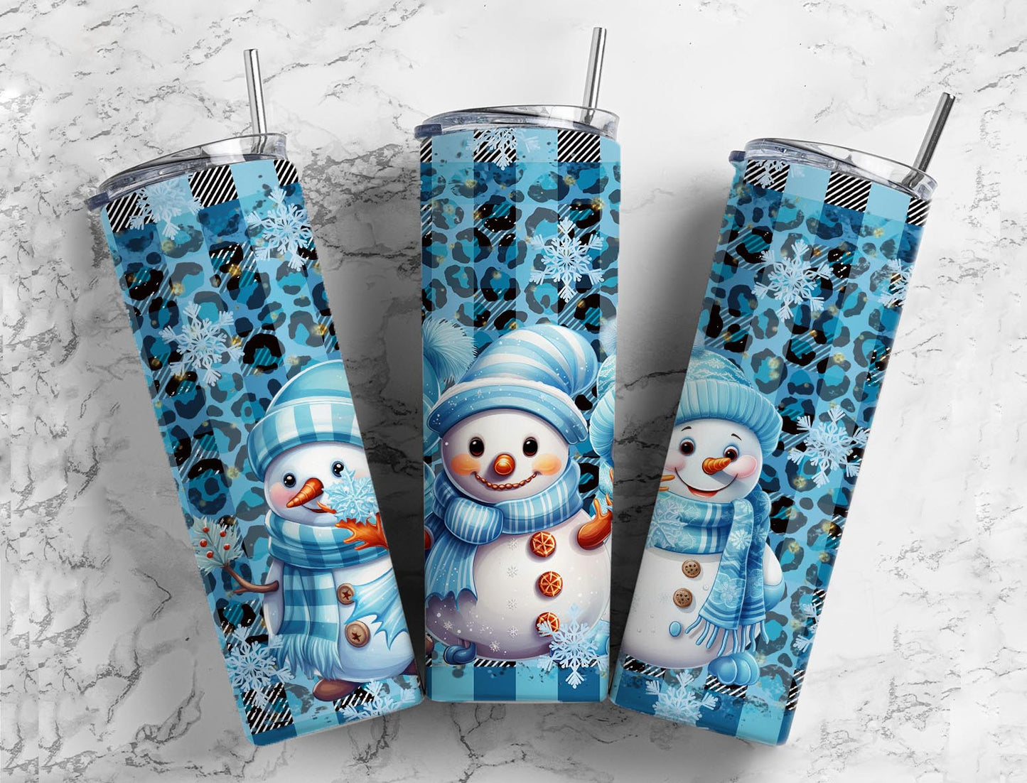 Snowman Winter Snowman Blue 20 oz Tumbler