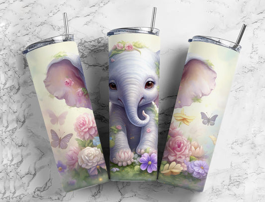 Floral Flower Elephant 20 oz Tumbler