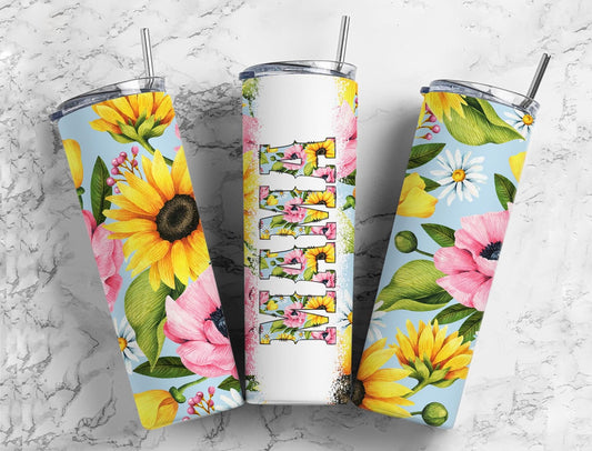 Sunflower Garden Mama Blue 20 oz Tumbler