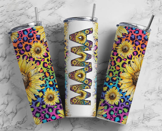 Neon Leopard Print Sunflower Mama Seamless 20 Oz Tumbler