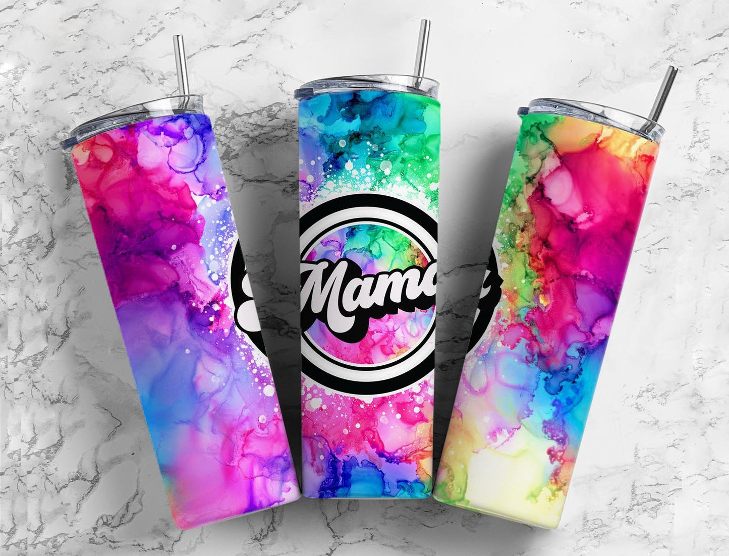 Retro Mama Alcohol Ink 20 Oz Tumbler