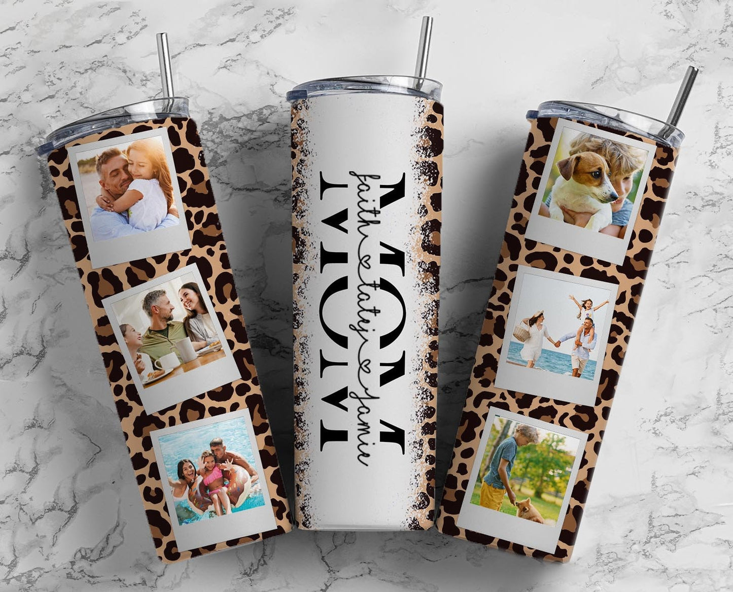 Mom Split Polaroid Seamless 20 oz Tumbler