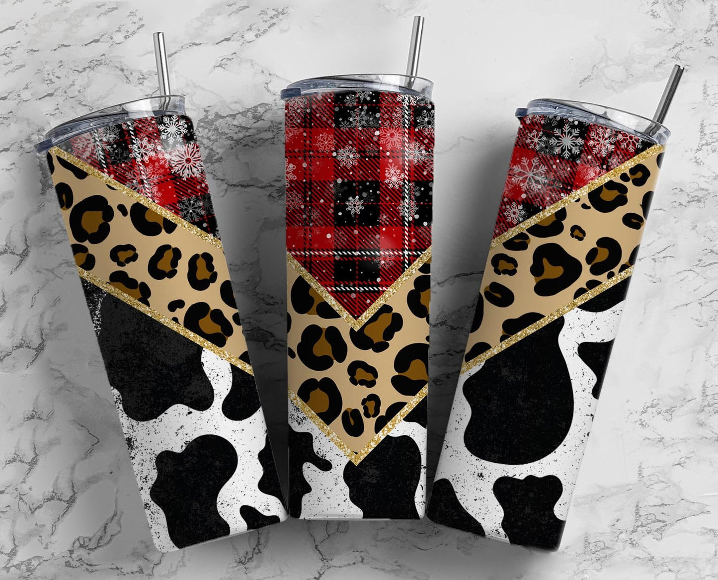 Red Leopard Cow Hide 20 oz Tumbler