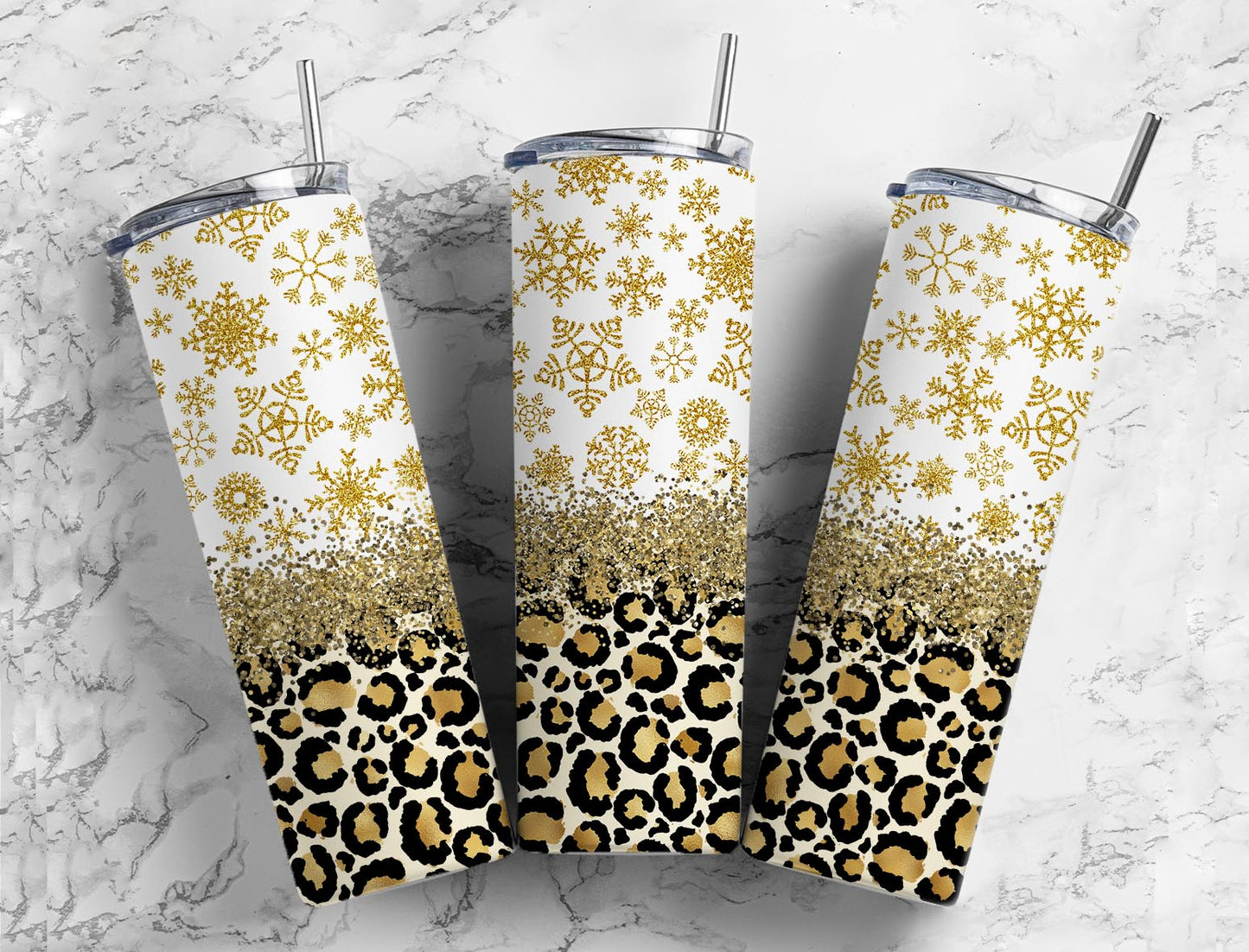 White and Gold Snowflake 20 Tumbler