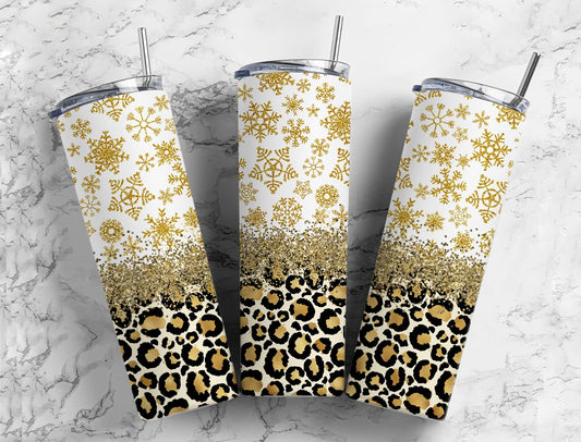 White and Gold Snowflake 20 Tumbler