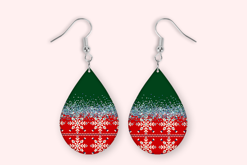 Christmas Green and Red Teardrop Earring