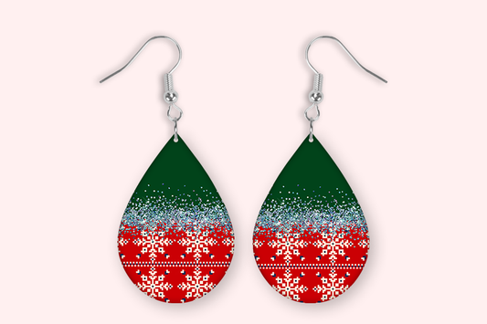 Christmas Green and Red Teardrop Earring