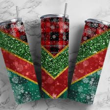 Plaid V Split Red and Green 20 oz Tumbler