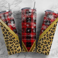 Holiday Plaid Leopard Snowflake 20 oz Tumbler