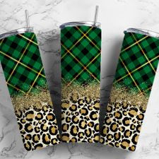 Green Plaid Leopard 20 oz Tumbler